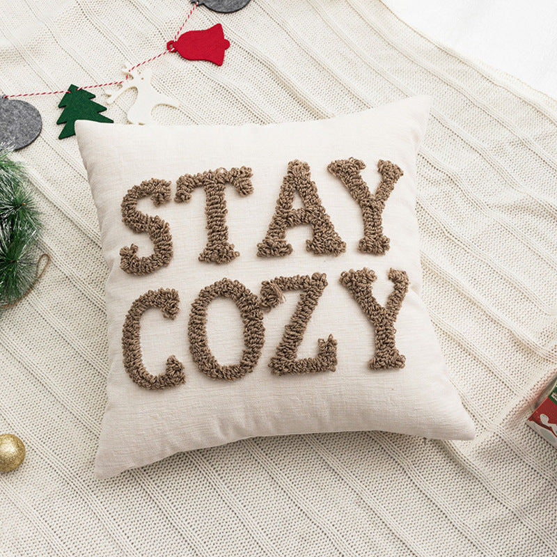 Cushion Cover Hand-Tufted Bouclé Cotton-Linen 18x18