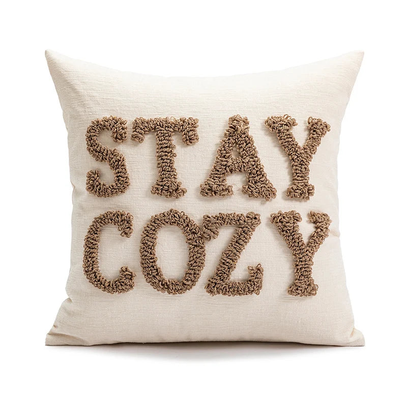 Cushion Cover Hand-Tufted Bouclé Cotton-Linen 18x18
