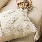 Cushion Cover Hand-Tufted Chevron Pom-Poms & Tassels Hidden Zipper
