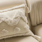 Cushion Cover Hand-Tufted Chevron Pom-Poms & Tassels Hidden Zipper