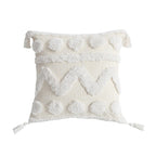 Cushion Cover Hand-Tufted Chevron Pom-Poms & Tassels Hidden Zipper