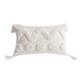 Cushion Cover Hand-Tufted Chevron Pom-Poms & Tassels Hidden Zipper
