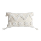 Cushion Cover Hand-Tufted Chevron Pom-Poms & Tassels Hidden Zipper