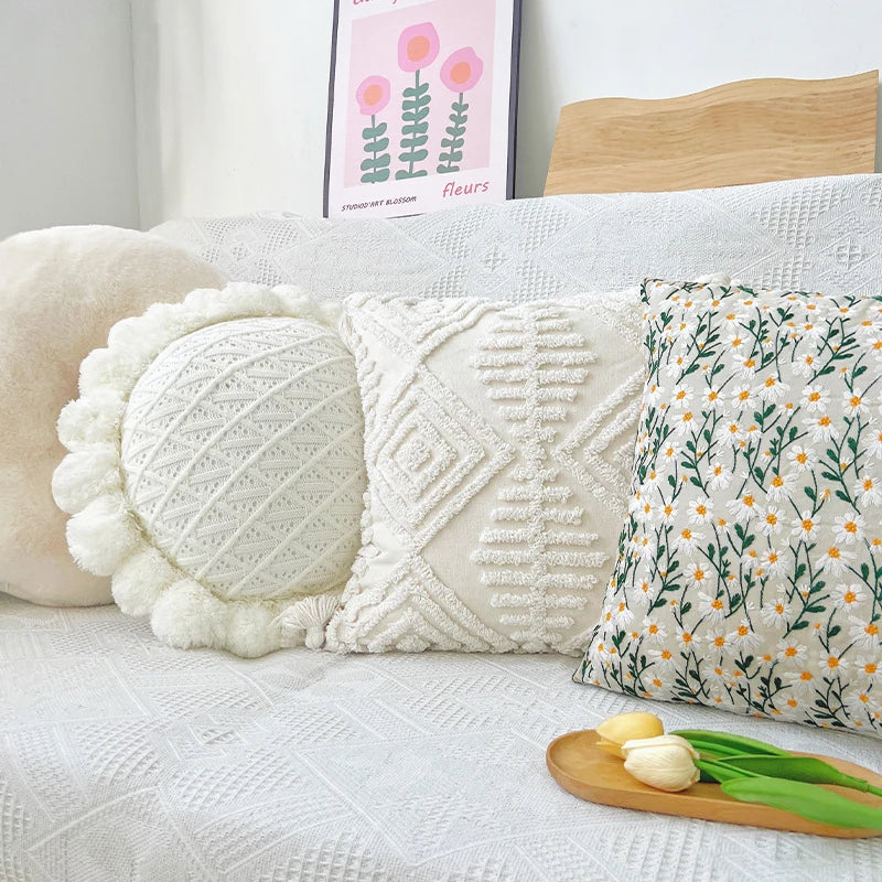 Cushion Cover Hand-Tufted Cotton Blend 18x18