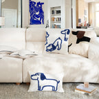 Cushion Cover Hand-Tufted Cotton Dog Motif Tassels 45×45 cm