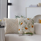 Cushion Cover Hand-Tufted Daisy Cotton-Linen 18x18 Inch