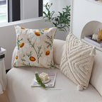 Cushion Cover Hand-Tufted Daisy Cotton-Linen 18x18 Inch