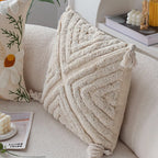 Cushion Cover Hand-Tufted Daisy Cotton-Linen 18x18 Inch