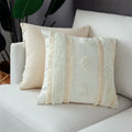 Cushion Cover Hand-Tufted Dots & Fringe Cotton Blend
