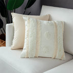 Cushion Cover Hand-Tufted Dots & Fringe Cotton Blend