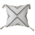 Cushion Cover Handcrafted Cotton Tufted X Tassel Corners
