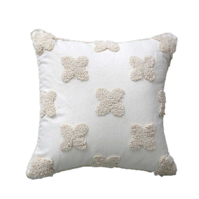 Cushion Cover Handcrafted Cotton Tufted X Tassel Corners