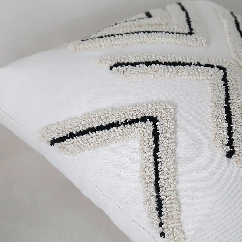 Cushion Cover Handcrafted Cotton Tufted X Tassel Corners