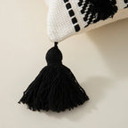 Cushion Cover Handwoven Look Cotton Blend Stripes & Tassels