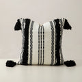 Cushion Cover Handwoven Look Cotton Blend Stripes & Tassels