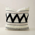 Cushion Cover Handwoven Look Cotton Blend Stripes & Tassels