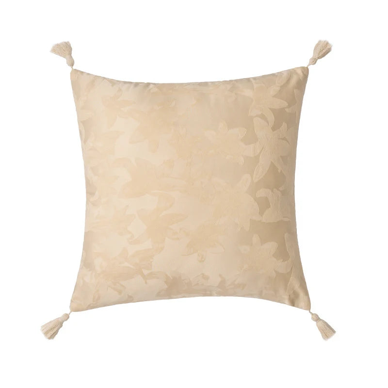 Cushion Cover Jacquard Floral Corner Tassels