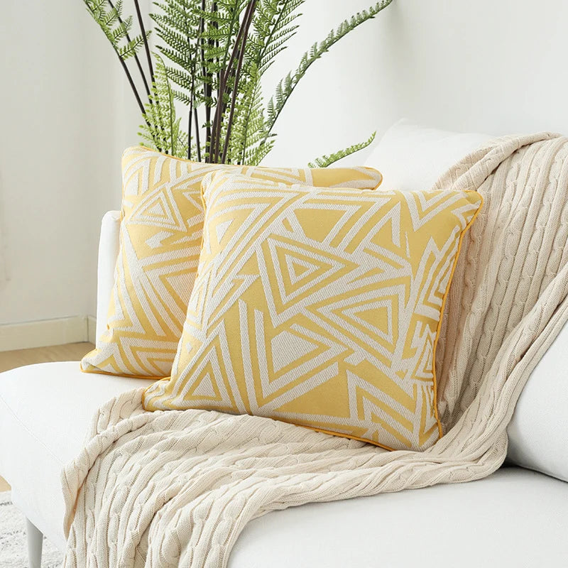 Cushion Cover Jacquard Triangle Cotton Blend Concealed Zipper