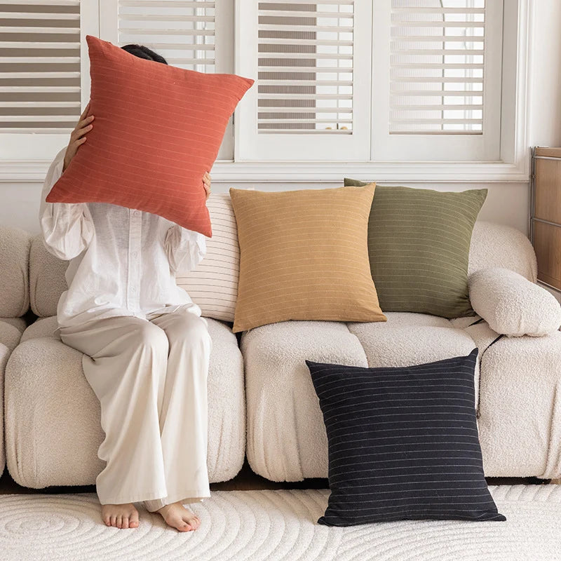 Cushion Cover Knit Cotton Hidden Zipper & Removable Insert
