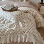 Cushion Cover Lace Ruffle Heart Rose Print