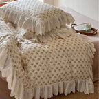 Cushion Cover Lace Ruffle Heart Rose Print