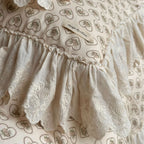 Cushion Cover Lace Ruffle Heart Rose Print