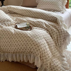 Cushion Cover Lace Ruffle Heart Rose Print