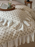 Cushion Cover Lace Ruffle Heart Rose Print