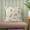 Cushion Cover Linen-Cotton Blend Embroidered Floral Piped Edge