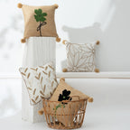 Cushion Cover Linen-Cotton Jute Applique Hidden Zipper