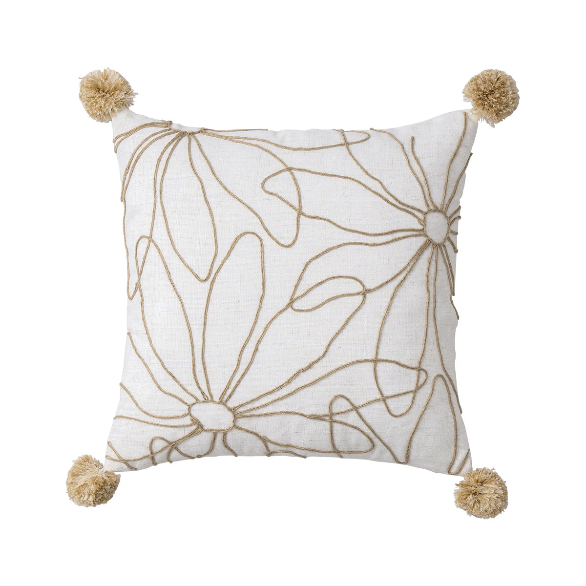 Cushion Cover Linen-Cotton Jute Applique Hidden Zipper