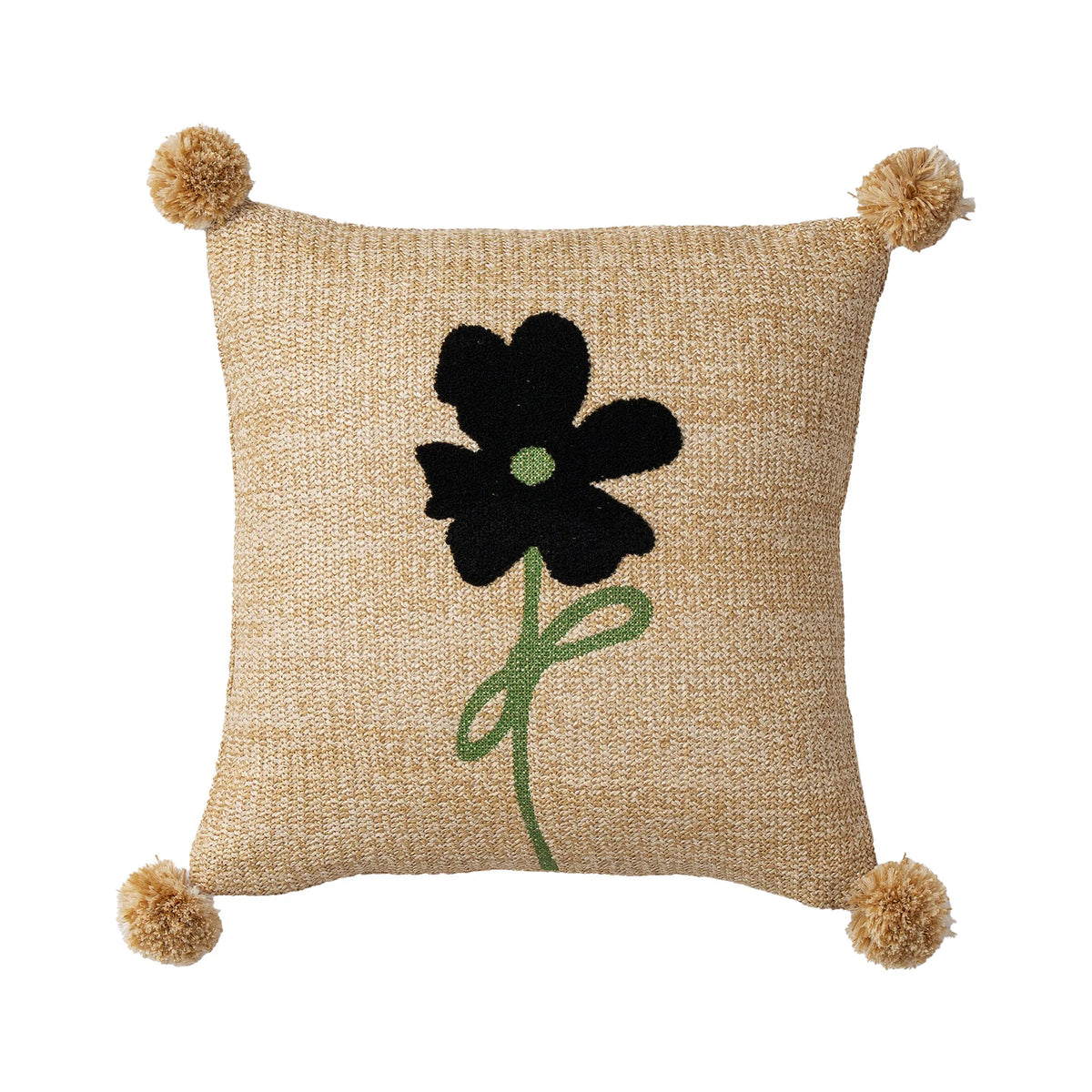 Cushion Cover Linen-Cotton Jute Applique Hidden Zipper