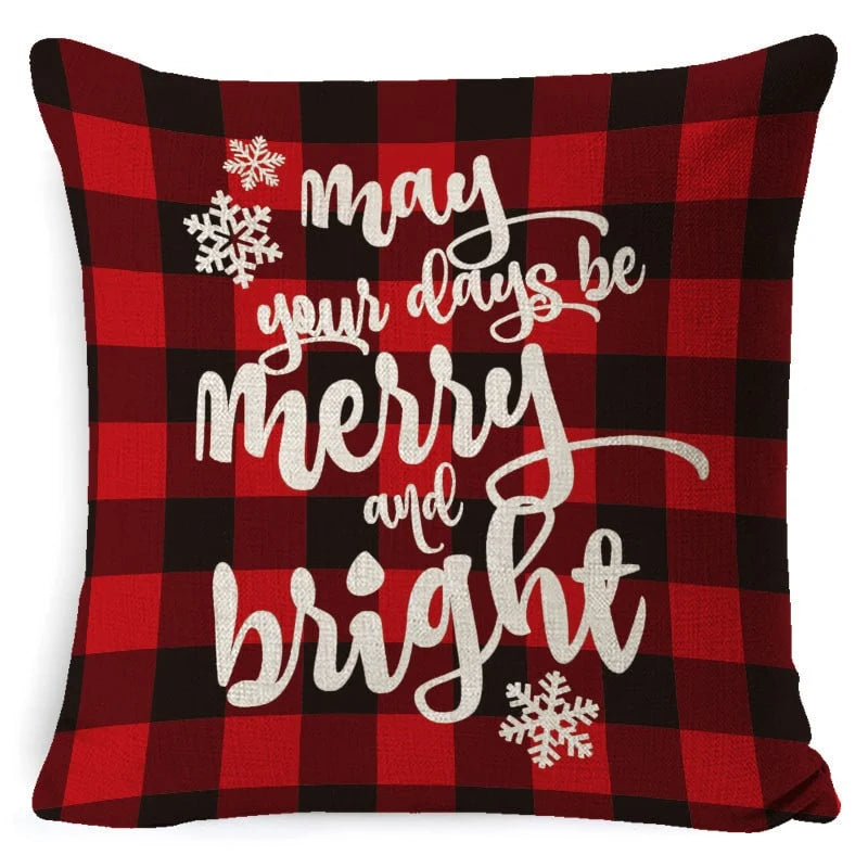 Cushion Cover Linen-Look & Festive Print 45x45 cm