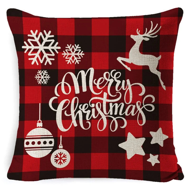 Cushion Cover Linen-Look & Festive Print 45x45 cm