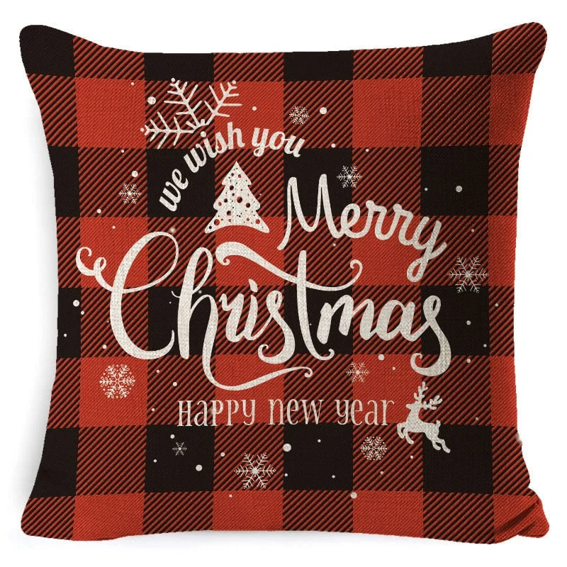 Cushion Cover Linen-Look & Festive Print 45x45 cm