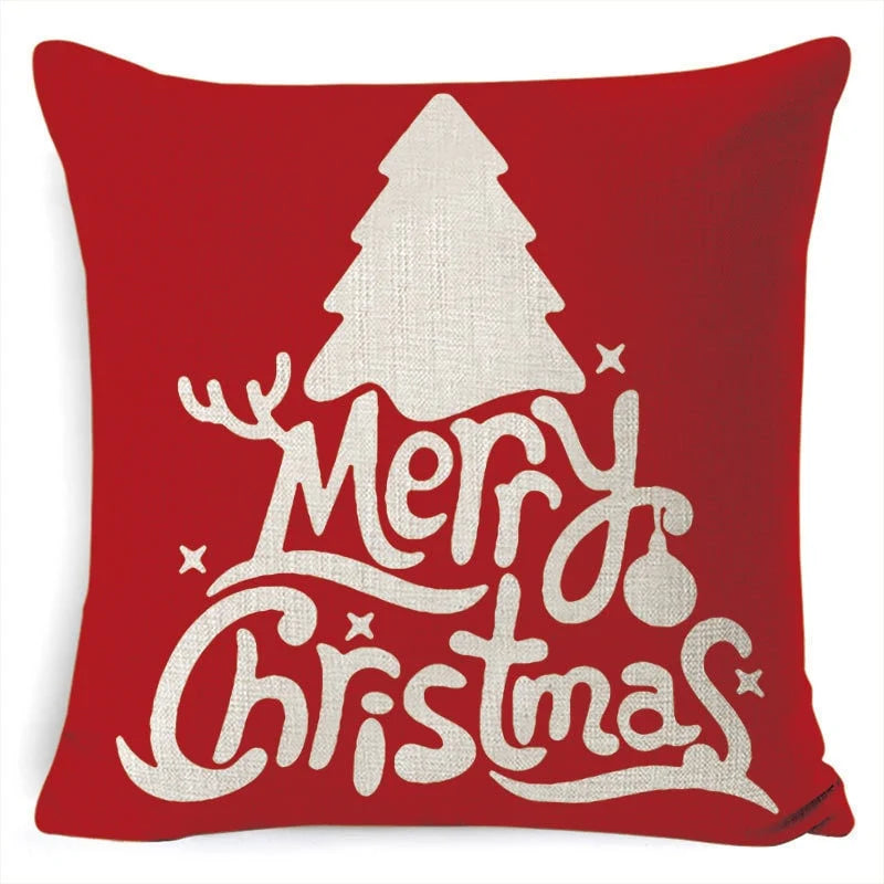 Cushion Cover Linen-Look & Festive Print 45x45 cm