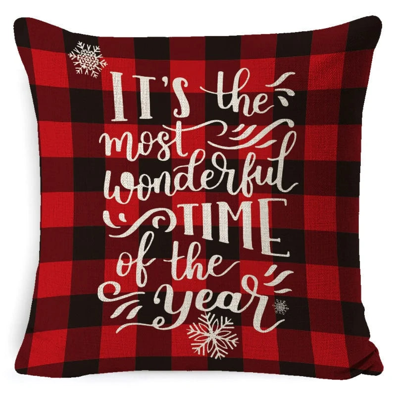 Cushion Cover Linen-Look & Festive Print 45x45 cm