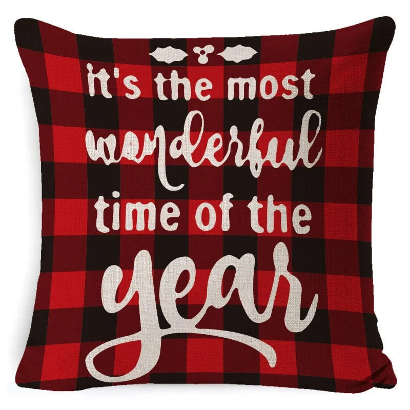 Cushion Cover Linen-Look & Festive Print 45x45 cm
