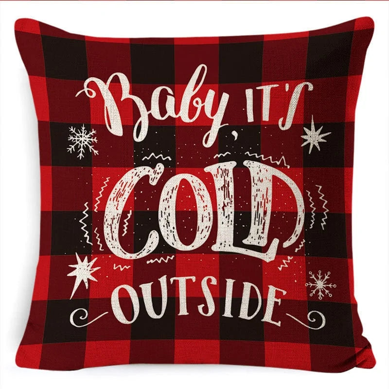 Cushion Cover Linen-Look & Festive Print 45x45 cm