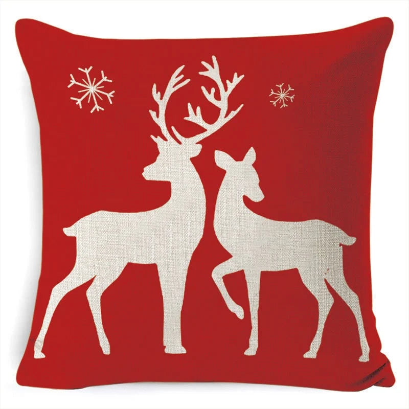 Cushion Cover Linen-Look & Festive Print 45x45 cm