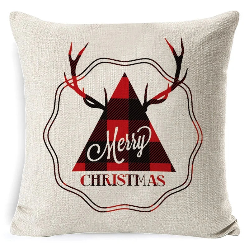 Cushion Cover Linen-Look & Festive Print 45x45 cm