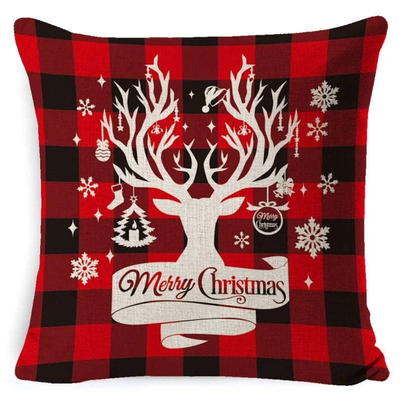 Cushion Cover Linen-Look & Festive Print 45x45 cm
