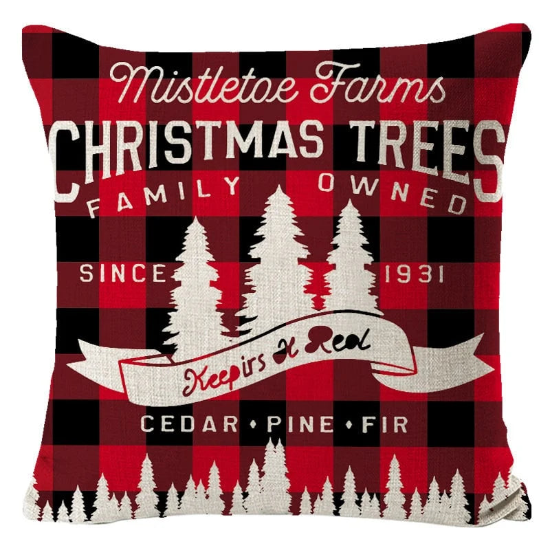 Cushion Cover Linen-Look & Festive Print 45x45 cm