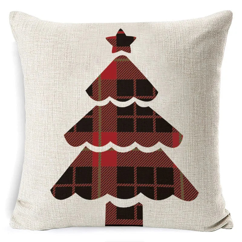 Cushion Cover Linen-Look & Festive Print 45x45 cm