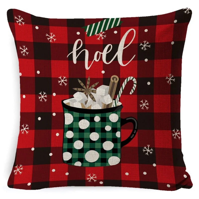 Cushion Cover Linen-Look & Festive Print 45x45 cm