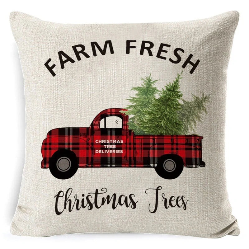 Cushion Cover Linen-Look & Festive Print 45x45 cm