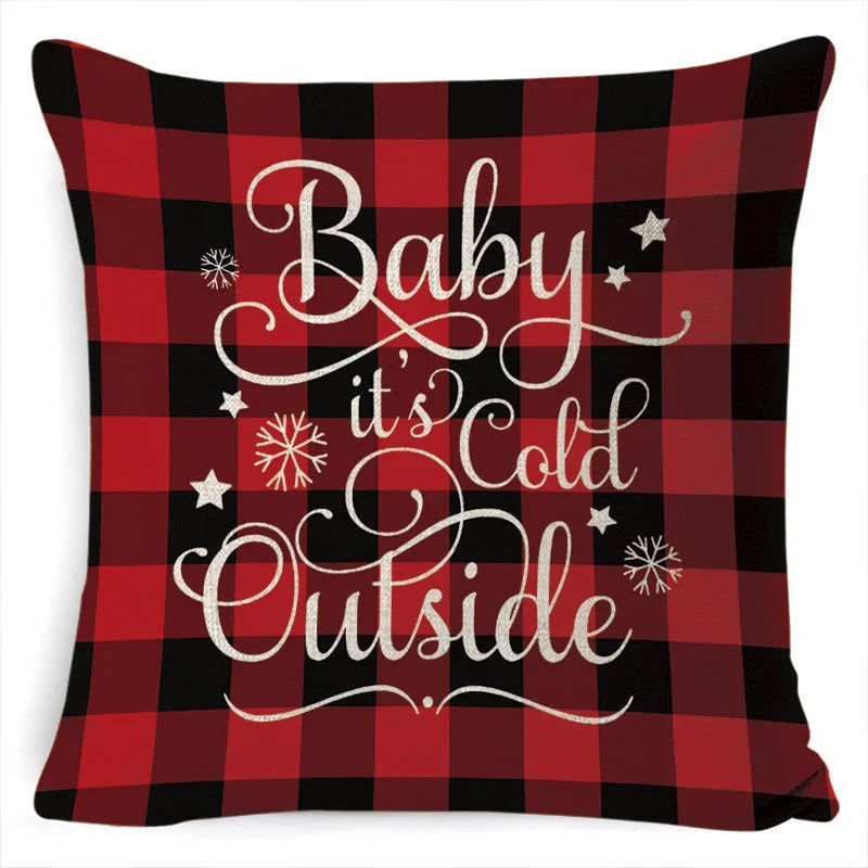 Cushion Cover Linen-Look & Festive Print 45x45 cm