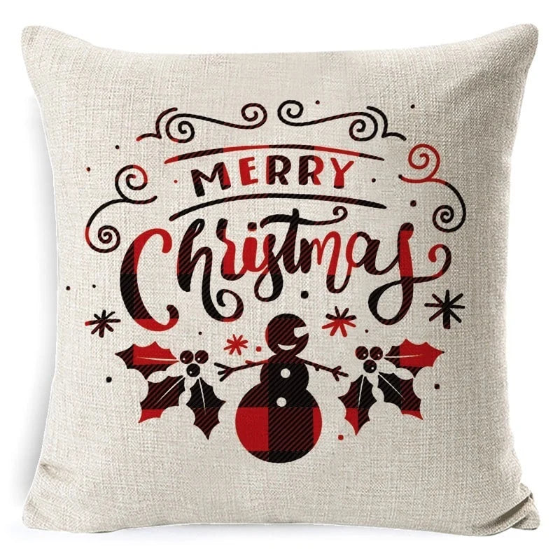 Cushion Cover Linen-Look & Festive Print 45x45 cm