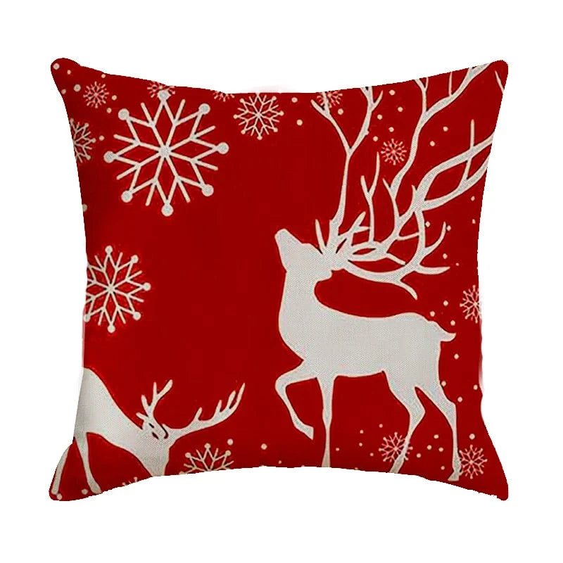 Cushion Cover Linen-Look & Festive Print 45x45 cm