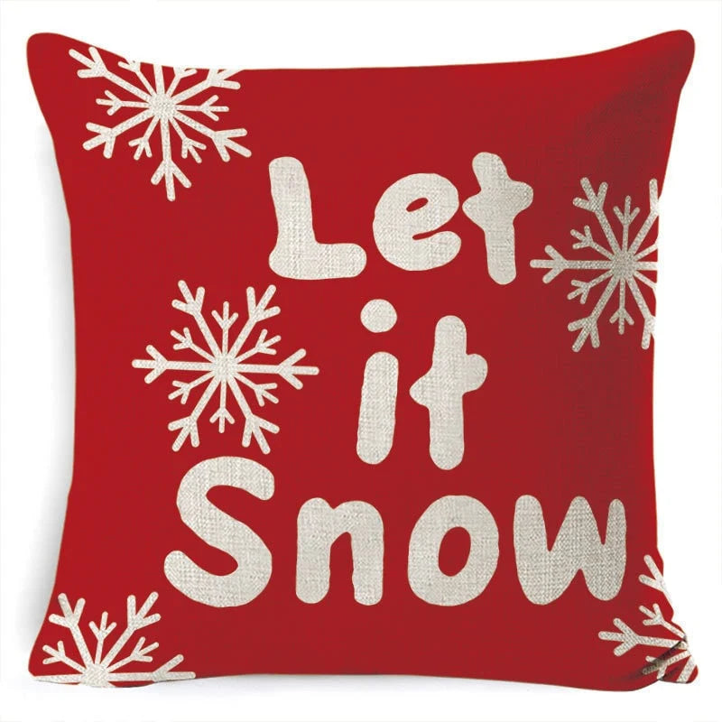 Cushion Cover Linen-Look & Festive Print 45x45 cm